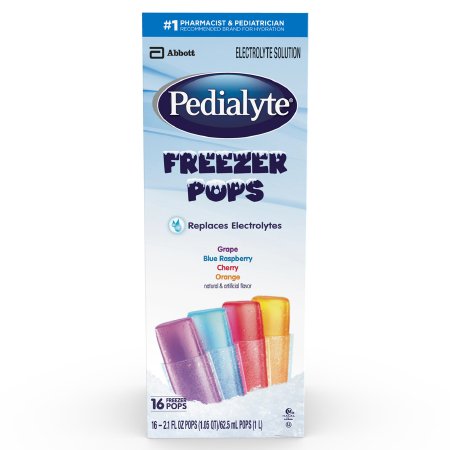 Abbott Pedialyte Pediatric Oral Electrolyte Freezer Pop Grape / Blue Raspberry / Cherry / Orange Flavor 2.1 oz. Box Ready to Use - 7007400246