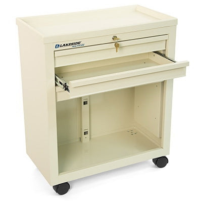 Lakeside Manufacturing Bedside Cart 13-1/4 X 24-1/2 X 29 Inch 3 Drawers Beige Cabinet, Tan Drawer, Silver Pull Color - BV06