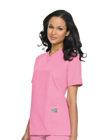 Landau Uniforms Scrub Shirt Large Pink 3 Pockets Short Set-In Sleeves Female - 70221PINKLG