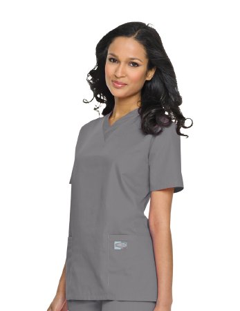 Landau Uniforms - Scrub Shirt Large Steel Gray 3 Pockets Short Set-In Sleeve Female - 70221GREYLARGE