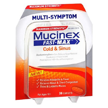 Mucinex Fast-Max Cold & Sinus - Cold and Cough Relief 325 mg - 200 mg - 5 mg Strength Caplet 20 per Bottle - 63824019020