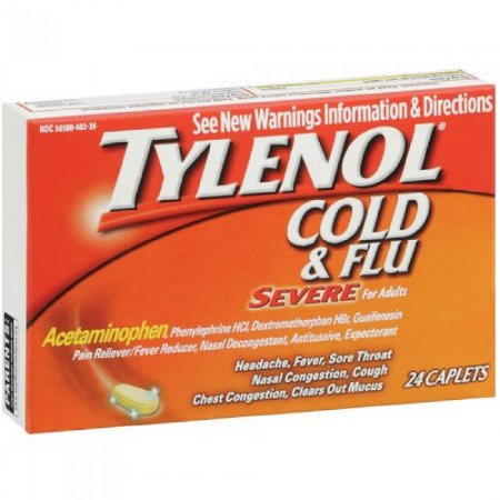 Tylenol Cold & Flu Severe - Cold and Cough Relief 325 mg - 5 mg - 200 mg - 15 mg Strength Caplet 24 per Bottle - 50580040226