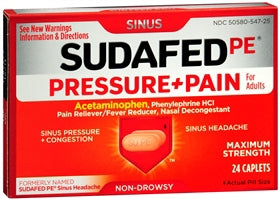 J & J Sales Sudafed PE Cold and Cough Relief 325 mg - 5 mg Strength Capsule - 50580054725