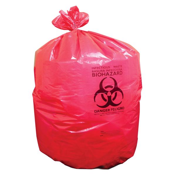 Heritage Bag Company Bag Biohazard 38X45" 40Gal Twist Tie Closure Lldpe Red Symbol Ns 125/Case - A7645PR X01