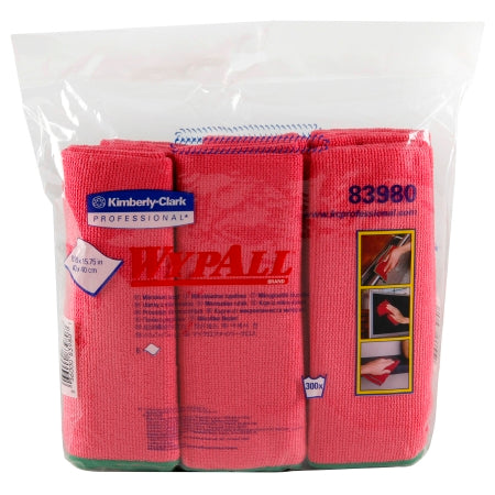 Kimberly Clark WypAll* Cleaning Cloth Red NonSterile Microfiber 15-3/4 X 15-3/4 Inch Reusable - 83980