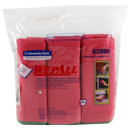 WypAll - Cleaning Cloth Red NonSterile Microfiber 15-3/4 X 15-3/4 Inch Reusable - 83980