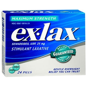 Novartis Ex-lax Laxative Tablet 24 per Box 25 mg Strength Sennosides - 67001624