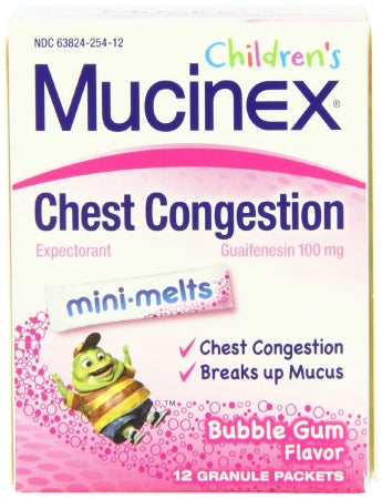 Reckitt Benckiser Children's Mucinex Mini-Melts Children's Cold and Cough Relief 100 mg - 5 mg Strength Powder 12 per Box - 63824025612