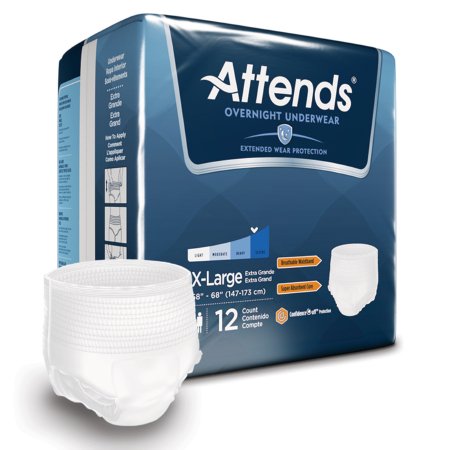 Attends Overnight - Unisex Adult Absorbent Underwear Pull On with Tear Away Seams X-Large Disposable Heavy Absorbency - APPNT40