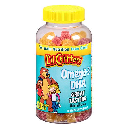 L'il Critters Omega-3 - Multivitamin Supplement Vitamin A / Vitamin D / Ascorbic Acid 500 IU - 100 IU - 6 mg Strength Gummy 120 per Bottle Assorted Fruit Flavors - 02791701434