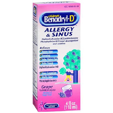 J & J Sales Children's Benadryl-D Children's Allergy Relief 12.5 mg Strength Liquid 4 oz. - 50580078104