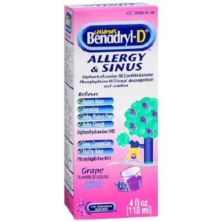 Children’s BENADRYL Allergy Plus Congestion - Children's Allergy Relief 12.5 mg Strength Liquid 4 oz. - 50580078104