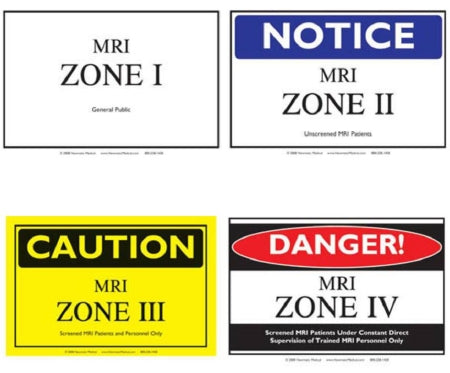 Newmatic Medical SIGN, MRI ZONE 1-4 COMBO PACK (4/PK) - ZONEC