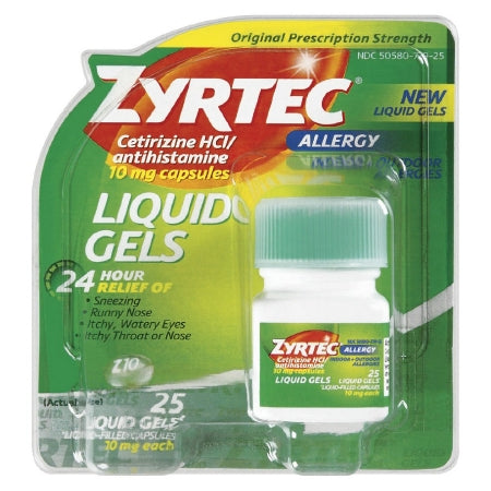 J & J Sales Zyrtec Allergy Relief 10 mg Strength Tablet 25 per Bottle - 50580077925