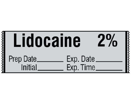 Shamrock Scientific Shamrock Pre-Printed Label Anesthesia Label Lidocaine 2% / Prep Date _____ Exp. Date _____ / Initial _____ Exp. Time _____ Gray 1/2 X 500 Inch - SA-3004-EXP