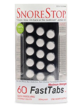 Green Pharmaceuticals SnoreStop FastTabs Stop Snoring Aid 30 per Box Chewable Tablet 4X - 6X Strength - 76968226775