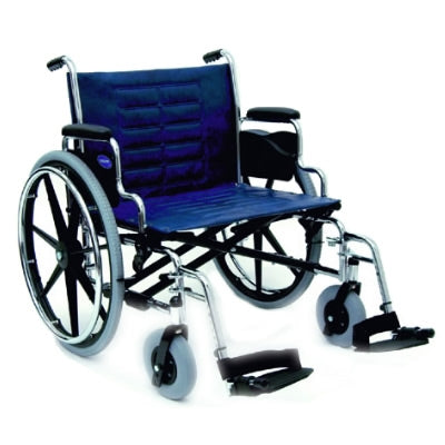 Invacare Tracer IV Bariatric Wheelchair Heavy Duty Desk Length Arm Padded, Removable Arm Style Mag Wheel Midnight Blue 24 Inch Seat Width 450 lbs. Weight Capacity - 1193413