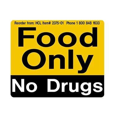 Health Care Logistics Indeed Pre-Printed Label Auxiliary Label Food Only No Drugs Orange 3 X 3-5/8 Inch - 2380-01