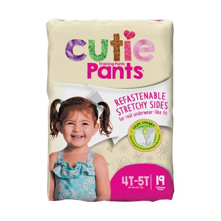 Cutie Pants - Female Toddler Training Pants Pull On with Tear Away Seams Size 4T to 5T Disposable Heavy Absorbency - CR9008