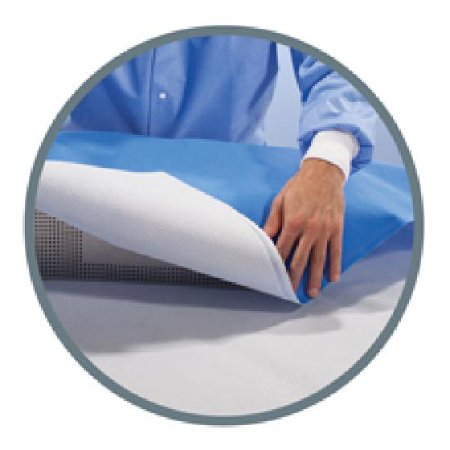 QUICK CHECK* H300 - Sterilization Wrap White / Blue 40 X 40 Inch Dual Layer SMS Polypropylene Steam / EO Gas / Hydrogen Peroxide - 34189