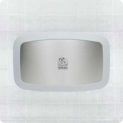 Koala Bear Kare - Baby Changing Station Polypropylene Cabinet / Stainless Steel Veneer Panel Gray Horizontal Wall Mount - KB200-01SS