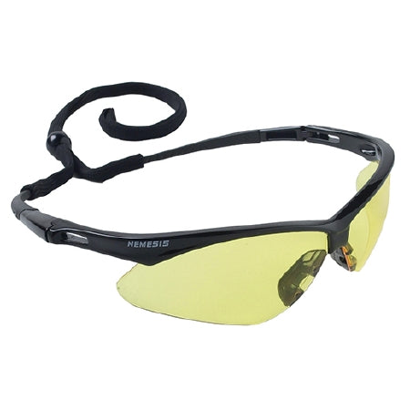 Kimberly Clark Jackson Safety Nemesis Safety Glasses Anti-Fog Coating Amber Tint Polycarbonate Lens Black Frame Over Ear One Size Fits Most - 22476
