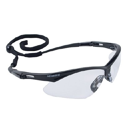 Kimberly Clark Jackson Safety Nemesis Safety Glasses Anti-Fog Coating Clear Tint Polycarbonate Lens Black Frame Over Ear One Size Fits Most - 25679