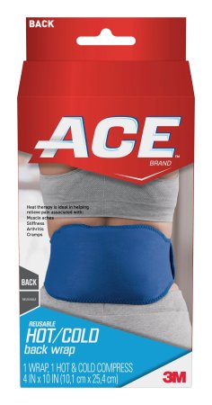 3M ACE - Hot / Cold Therapy Wrap Lower Back One Size Fits Most 25 Inch Wrap Length / 4 X 10 Inch Gel Pack Neoprene-Blend / Plastic / Gel Reusable - 203960