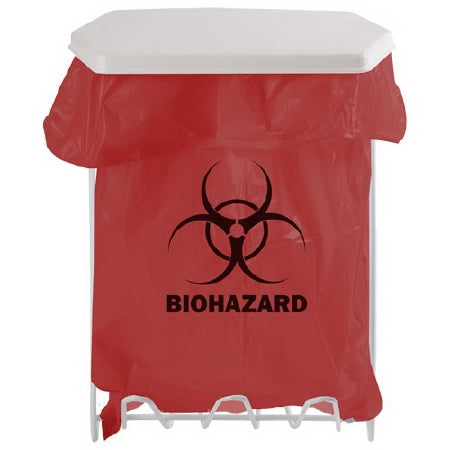 Bowman Manufacturing Biohazard Bag Holder 6.25 X 9.50 X 12.88 Inch, 1 gal., White, Wire Coated, Wall Mount - W-001