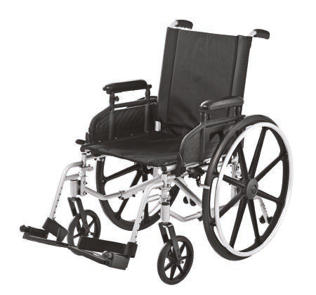 Merits Health Products Wheelchair Deluxe Sequoia Dual Axle Desk Length Arm Flip Back / Padded Arm Style 8 Inch Front Casters / 24 Inch Rear Wheels Black Upholstery 20 Inch Seat Width 250 Lbs. Weight Capacity - L223-WMDIMU