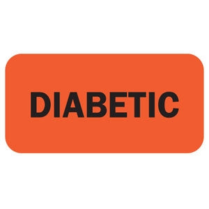 Tabbies Pre-Printed Label Advisory Label Diabetic Fluorescent Red 1-1/2 X 3/4 Inch - 40528