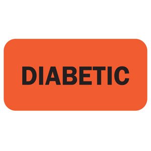 Tabbies - Pre-Printed Label Auxiliary Label Red Diabetic Black Safety and Instructional 1-1/2 X 3/4 Inch - 40528