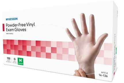 McKesson McKesson Exam Glove X-Small NonSterile Vinyl Standard Cuff Length Smooth Clear Not Chemo Approved - 14-132