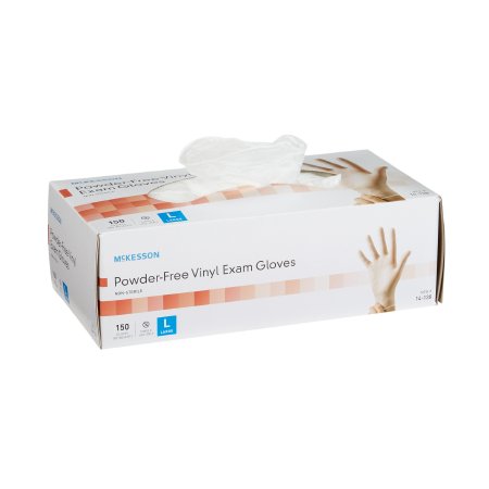 McKesson - Exam Glove Large NonSterile Vinyl Standard Cuff Length Smooth Clear Not Chemo Approved - 14-138