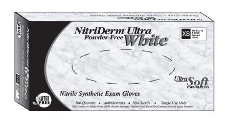 Innovative Healthcare Corporation NitriDerm Ultra White Exam Glove Medium NonSterile Nitrile Standard Cuff Length Fully Textured White Not Chemo Approved - 167200