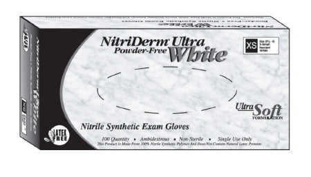 Innovative Healthcare Corporation NitriDerm Ultra White Exam Glove Small NonSterile Nitrile Standard Cuff Length Fully Textured White Not Chemo Approved - 167100