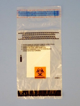 Fisher Scientific Therapak Specimen Transport Bag with Document Pouch and Absorbent Pad 6 X 9 Inch Polyethylene Biohazard Symbol Adhesive Closure NonSterile - 22131561