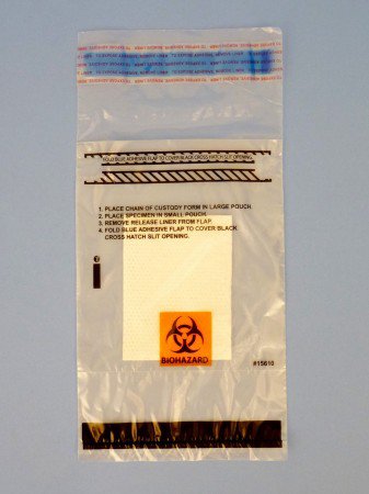 Therapak - Specimen Transport Bag with Document Pouch and Absorbent Pad 6 X 9 Inch 50 mL (1.7 oz.) Adhesive Closure Biohazard Symbol NonSterile - 22131561