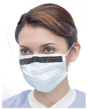 Valumax International ValuMax Ultra 3-in-1 Sensitive Procedure Mask with Eye Shield Pleated Earloops One Size Fits Most Blue - 5673E-SB