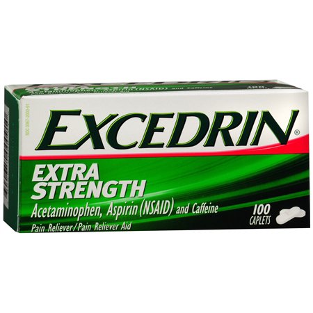 Novartis Excedrin Extra Strength Pain Relief 250 mg - 250 mg - 65 mg Strength Acetaminophen / Aspirin / Caffeine Capsule 100 per Bottle - 67200091