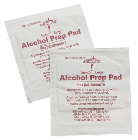 Medline - Alcohol Prep Pad 70% Strength Isopropyl Alcohol Individual Packet Large Sterile - MDS090670
