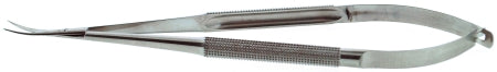 BR Surgical - Micro Scissors 7 Inch Length Surgical Grade Stainless Steel NonSterile Round Thumb Handle with Spring Curved Sharp Tip / Sharp Tip - BR09-20718