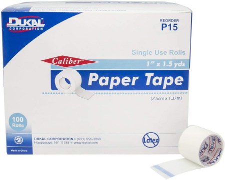 Caliber - Medical Tape Single Use Roll Paper 1 inch X 1-1/2 Yard White NonSterile - P15