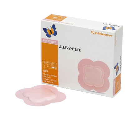 Smith & Nephew Allevyn Life Silicone Foam Dressing 6 X 6 Inch Quadrilobe Silicone Adhesive with Border Sterile - 66801069