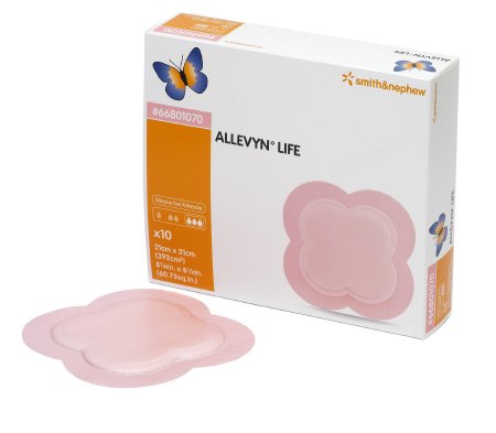 Smith & Nephew Allevyn Life Silicone Foam Dressing 8-1/4 X 8-1/4 Inch Quadrilobe Silicone Adhesive with Border Sterile - 66801070