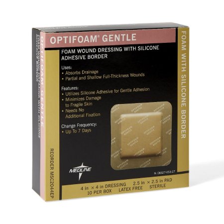 Optifoam Gentle - Silicone Foam Dressing 4 X 4 Inch Square Silicone Adhesive with Border Sterile - MSC2044EP