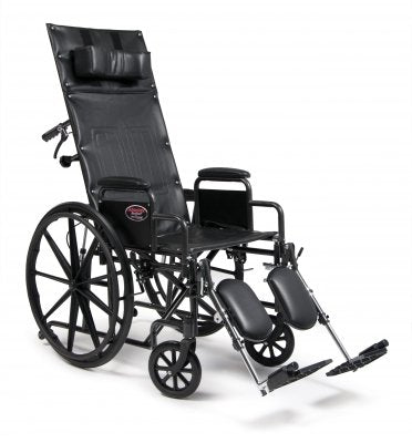 Graham-Field Advantage Reclining Wheelchair Desk Length Arm Removable Arm Style Mag Wheel Black 18 Inch Seat Width 300 lbs. Weight Capacity - 3K010130