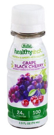 Hormel Food Sales Healthy Shot Double Protein Oral Protein Supplement Grape Black Cherry Flavor 2.5 oz. Bottle Ready to Use - 72853