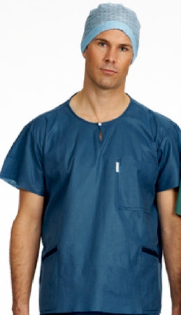 Molnlycke Barrier Scrub Shirt X-Small Blue 1 Pocket Short Sleeves Male - 21600