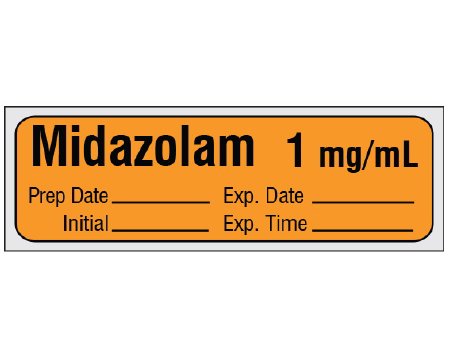 Shamrock - Drug Label Anesthesia Label Midazolam 1 mg / mL / Prep Date _____ Exp. Date _____ / Initial _____ Exp. Time _____ Orange 1/2 X 1 Inch - SA-217-EXP-PRE